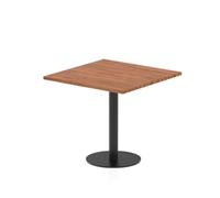 Italia 800mm Poseur Square Table Walnut Top 720mm High Black Leg