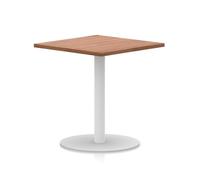 Italia 800mm Poseur Square Table Walnut Top 720mm High White Leg