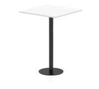 Italia 800mm Poseur Square Table White Top 1145mm High Black Leg
