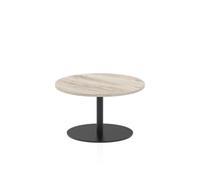 Italia 800mm Round Coffee Table Grey Oak Top 475mm High Black Leg