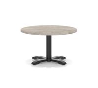 Italia 800mm Round Coffee Table Grey Oak Top 495mm High Black Leg Cross Base