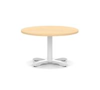 Italia 800mm Round Coffee Table Maple Top 495mm High White Leg Cross Base