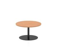 Italia 800mm Round Coffee Table Oak Top 475mm High Black Leg