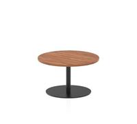 Italia 800mm Round Coffee Table Walnut Top 475mm High Black Leg