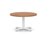 Italia 800mm Round Coffee Table Walnut Top 495mm High White Leg Cross Base