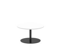 Italia 800mm Round Coffee Table White Top 475mm High Black Leg