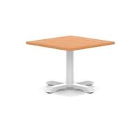 Italia 800mm Square Coffee Table Beech Top 495mm High White Leg Cross Base
