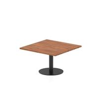Italia 800mm Square Coffee Table Walnut Top 475mm High Black Leg