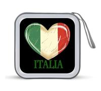 Italia Flag Italy Italian Heart Vintage CD Case Portable DVD Storage Small CD Holder Organizer for Home Travel