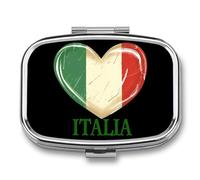 Italia Flag Italy Italian Heart Vintage Travel Pill Box Portable Pill Organizer Medical Box Pill Case Pill Container for Men Women