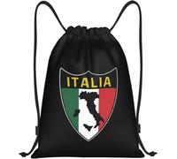 Italia Flag Shield Love Home Italy Women Men Drawstring Bag Waterproof String Backpack Large Drawstring Backpack For Travel Holidays Sports