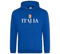 Italia Hoodie Mens Rugby Hoody Italian Flag Shield Nations Italy Supporter, M, Royal