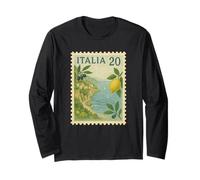 Italia Italy Amalfi Coast Lemon Olives Vintage Postage Stamp Long Sleeve T-Shirt