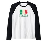 Italia Italy Flag Italian American Roots Grunge Raglan Baseball Tee