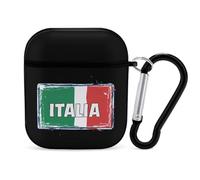 Italia National Prideful Earphone Case Cover Compatible with AirPods 1&2 Shockproof Bluetooth Headset Case Black-style