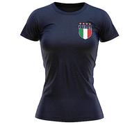 Italia Shirts for Women Italy Flag Badge Retro Ladies T Shirt Football Country Supporters Tee Her Italian Rugby Soccer Top, XL, Navy