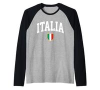 Italia Vintage College Style Flag Shield Raglan Baseball Tee