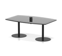 Italia Volta 1800mm Poseur High Gloss Table With Pop-up Power Module Black Top 725mm High Black Leg