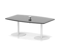 Italia Volta 1800mm Poseur High Gloss Table With Pop-up Power Module Black Top 725mm High White Leg