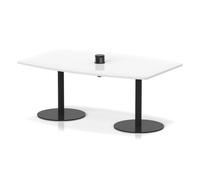 Italia Volta 1800mm Poseur High Gloss Table With Pop-up Power Module White Top 725mm High Black Leg