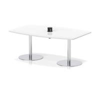 Italia Volta 1800mm Poseur High Gloss Table With Pop-up Power Module White Top 725mm High Silver Leg