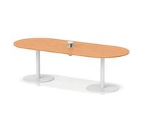 Italia Volta 2400mm Poseur Boardroom Table With Pop-up Power Module Beech Top 720mm High White Leg