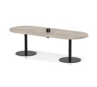 Italia Volta 2400mm Poseur Boardroom Table With Pop-up Power Module Grey Oak Top 720mm High Black Leg