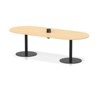 Italia Volta 2400mm Poseur Boardroom Table With Pop-up Power Module Maple Top 720mm High Black Leg