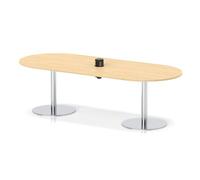 Italia Volta 2400mm Poseur Boardroom Table With Pop-up Power Module Maple Top 720mm High Silver Leg