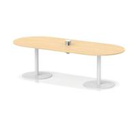 Italia Volta 2400mm Poseur Boardroom Table With Pop-up Power Module Maple Top 720mm High White Leg