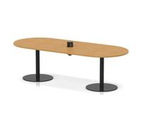 Italia Volta 2400mm Poseur Boardroom Table With Pop-up Power Module Oak Top 720mm High Black Leg