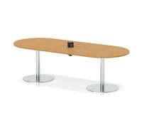 Italia Volta 2400mm Poseur Boardroom Table With Pop-up Power Module Oak Top 720mm High Silver Leg