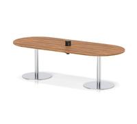 Italia Volta 2400mm Poseur Boardroom Table With Pop-up Power Module Walnut Top 720mm High Silver Leg