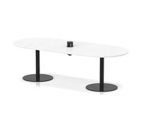 Italia Volta 2400mm Poseur Boardroom Table With Pop-up Power Module White Top 720mm High Black Leg