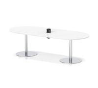 Italia Volta 2400mm Poseur Boardroom Table With Pop-up Power Module White Top 720mm High Silver Leg