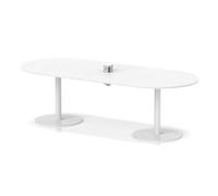 Italia Volta 2400mm Poseur Boardroom Table With Pop-up Power Module White Top 720mm High White Leg