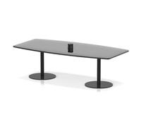 Italia Volta 2400mm Poseur High Gloss Table With Pop-up Power Module Black Top 725mm High Black Leg