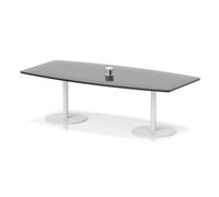 Italia Volta 2400mm Poseur High Gloss Table With Pop-up Power Module Black Top 725mm High White Leg