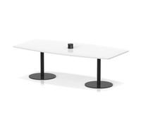 Italia Volta 2400mm Poseur High Gloss Table With Pop-up Power Module White Top 725mm High Black Leg