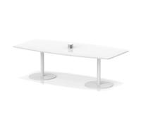 Italia Volta 2400mm Poseur High Gloss Table With Pop-up Power Module White Top 725mm High White Leg