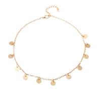 Italian 10 Yellow Gold Mini Disc Station Necklace (Gold, 39X2cm)