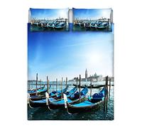 Italian 8058575010750 Bed Linen Bed Set with Digital Print Full coverage on the Bottom Sheet and Pillowcase-Sec - 01 (multicolor), 100% Cotton Double Bed 255 x 300 x 1 cm