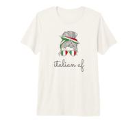 Italian AF Woman Messy Bun Sunglasses Funny Italy Flag Meme Premium T-Shirt
