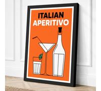 Italian Aperitivo Retro Canvas Wall Art Print 36x24 Inch