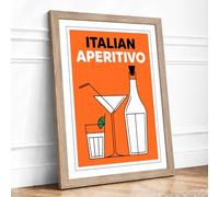 Italian Aperitivo Retro Framed Wall Art Print A1 Oak