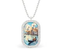 Italian Architecture Venice Personalized Necklace Print Pattern Pendant With Chain Gifts For Women Men Silver-style-25