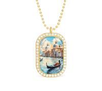 Italian Architecture Venice Personalized Necklace Print Pattern Pendant With Chain Gifts For Women Men Golden-style-25