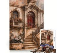 Italian Architecture with Flowers Painting 1000 Piece Jigsaw Puzzles for Adults Jigsaw Creative Fun Clean Cut Fun Challenge Evening Game (50x75cm)