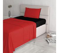 Italian Bed Linen 100% Natural Cotton Bedding Set, Red/Black, Double
