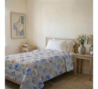 Italian Bed Linen BASIC Line Summer Quilt, Made in Italy, Printed Soft Microfibre Bedspread - Spring Summer Mid-Season Quilt - Spirals, Single 160 x 240 cm